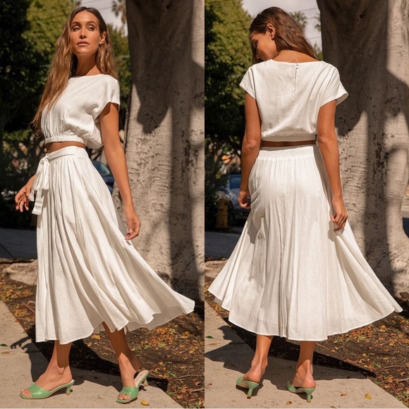 Lulus Dresses & Skirts - Lulus Brings You Back Ivory Two Piece Midi Dress Size Large NWT